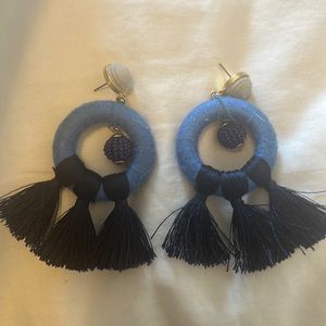 TuckerNuck Blue Beaded and String Earrings